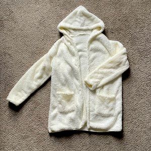 White Fuzzy Cardigan | Size Medium